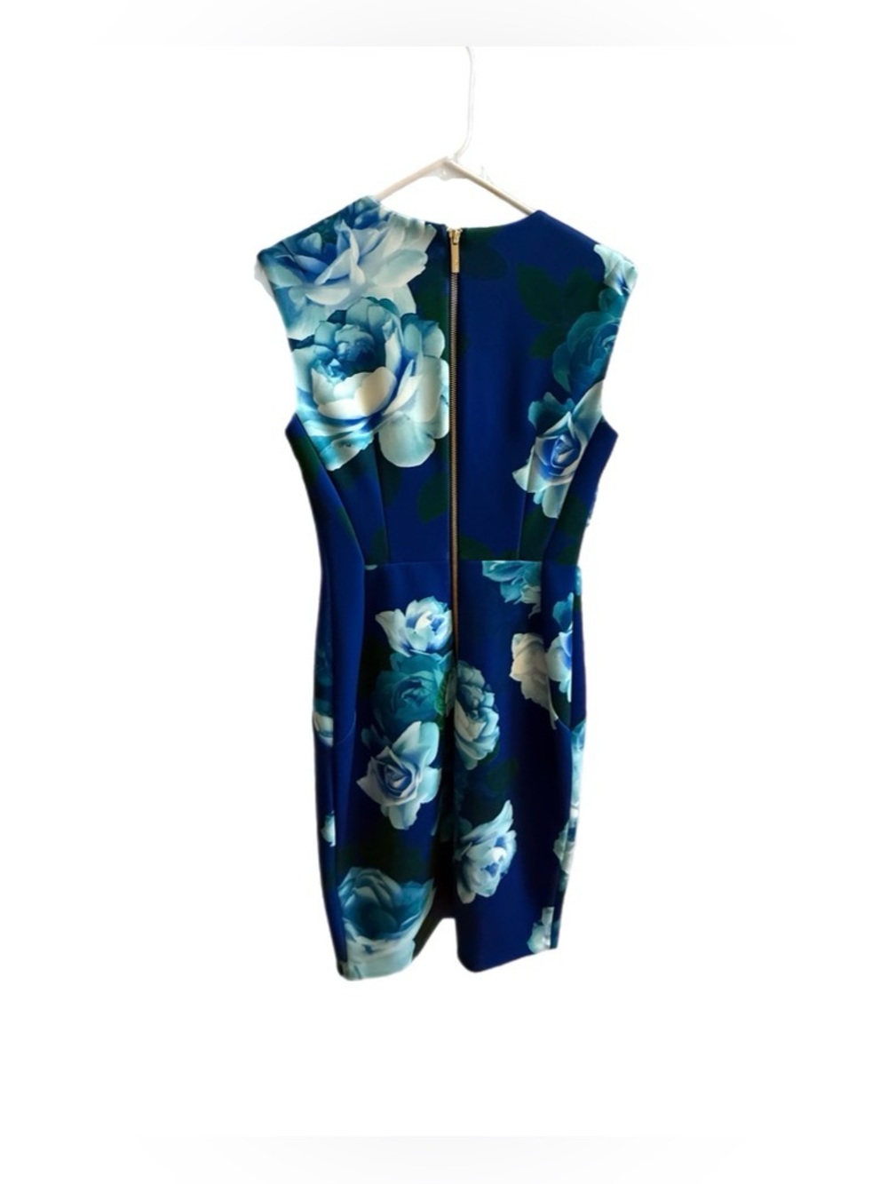 Calvin Klein Royal Blue Floral Midi Sheath Dress - Picture 2 of 2